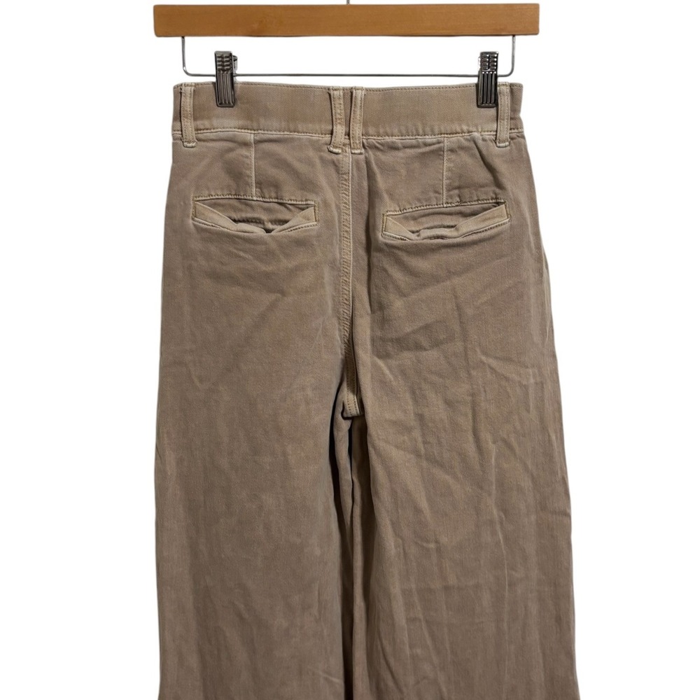 American Eagle Wide Leg Pants Khaki Pleated High Rise Boho Utility Preppy 00 - Picture 10 of 11